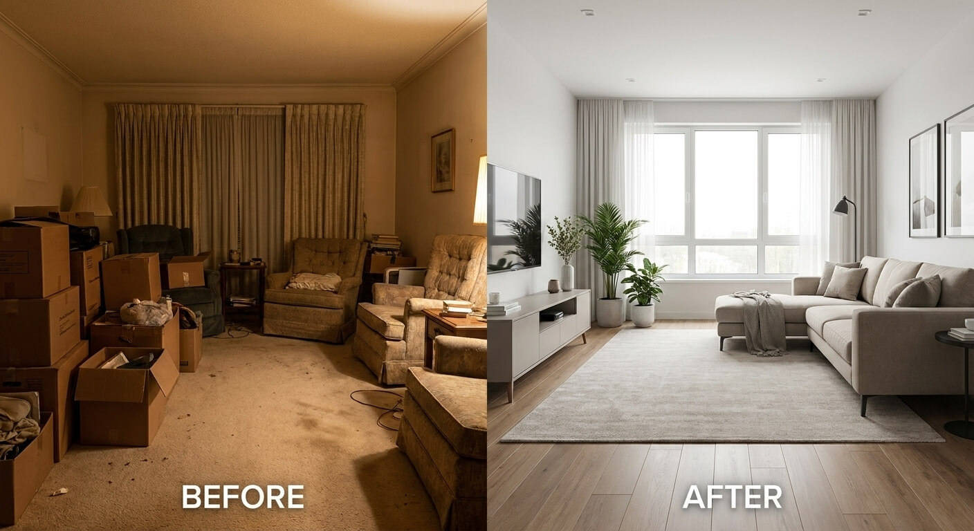 Clean Marin County home interior after estate cleanout