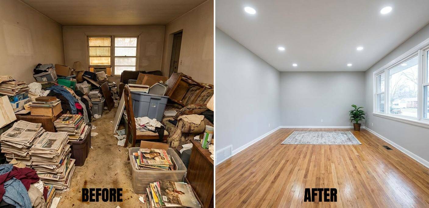 Clean bright kitchen after Marin County hoarder cleanout