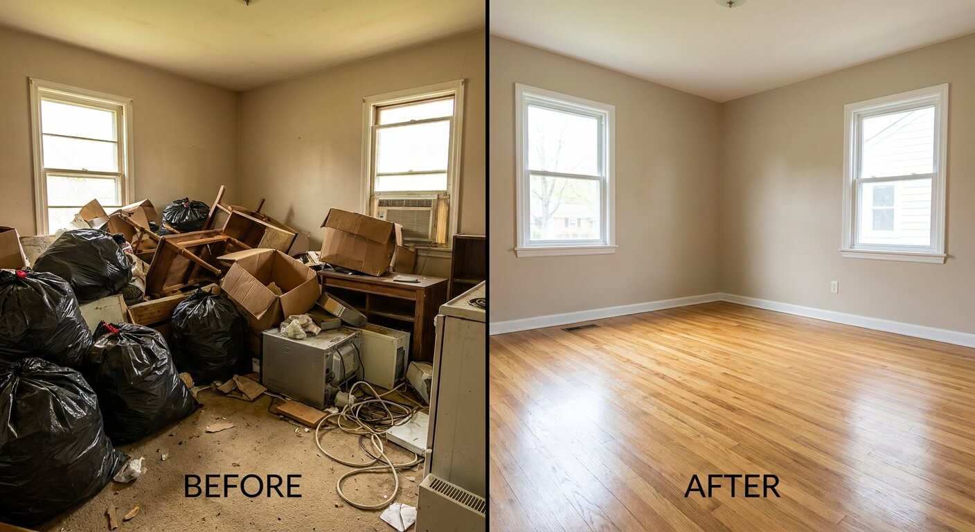 Clean organized interior space after Marin junk removal